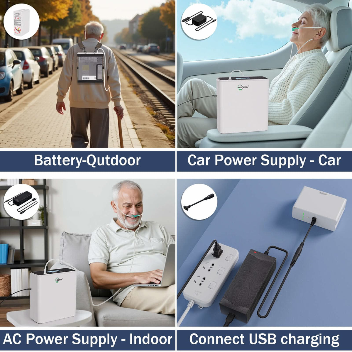 Hidgeem SJ - OX1C 1 - 6L Adjustable Continuous Flow Battery Portable Oxygen Concentrator - HIDGEEM