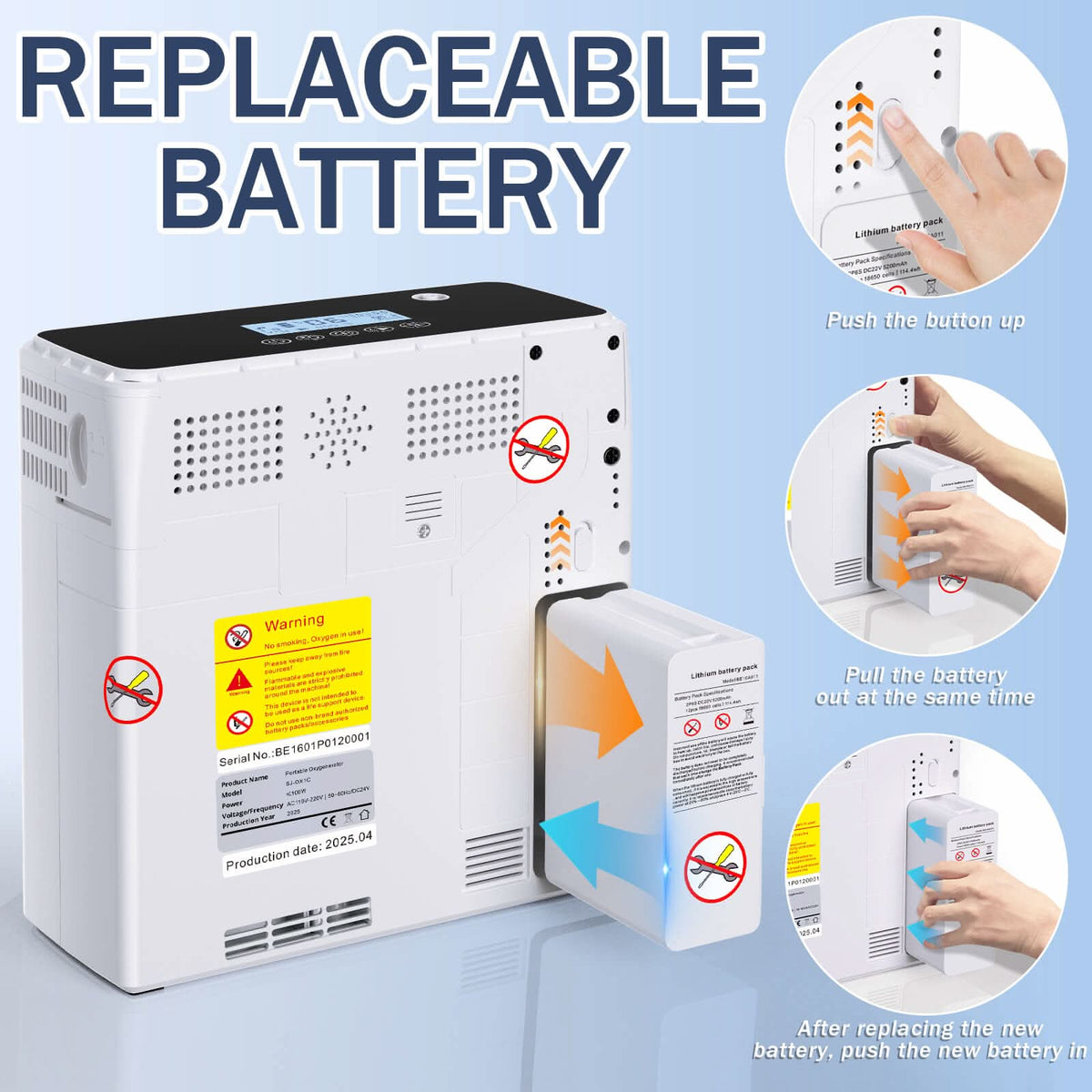 Hidgeem SJ - OX1C 1 - 6L Adjustable Continuous Flow Battery Portable Oxygen Concentrator - HIDGEEM
