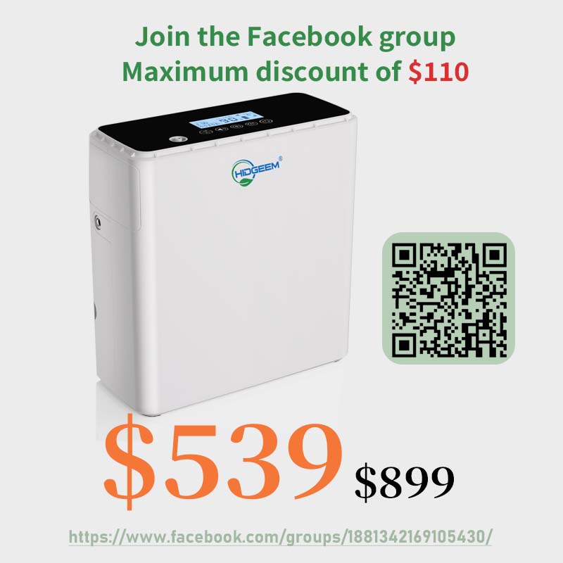 Hidgeem SJ-OX1C 1-6L Adjustable Continuous Flow Battery Portable Oxygen Concentrator
