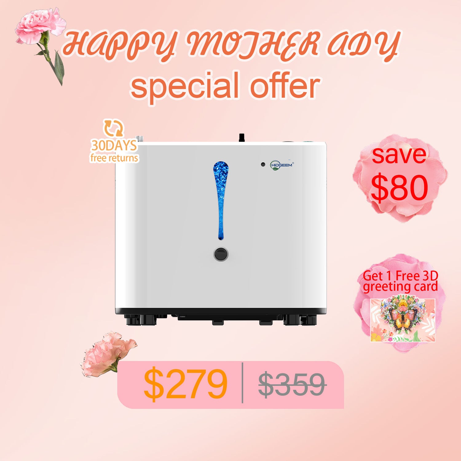 Hidgeem SJ-OX1A 1-6L Adjustable Home Oxygen Concentrator