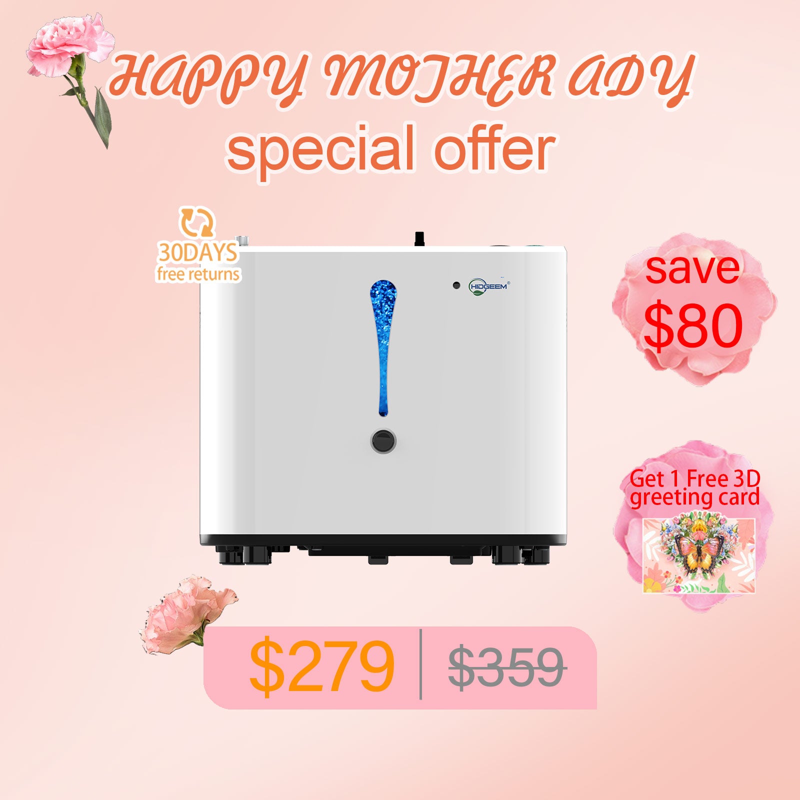 Hidgeem SJ-OX1A 1-6L Adjustable Home Oxygen Concentrator