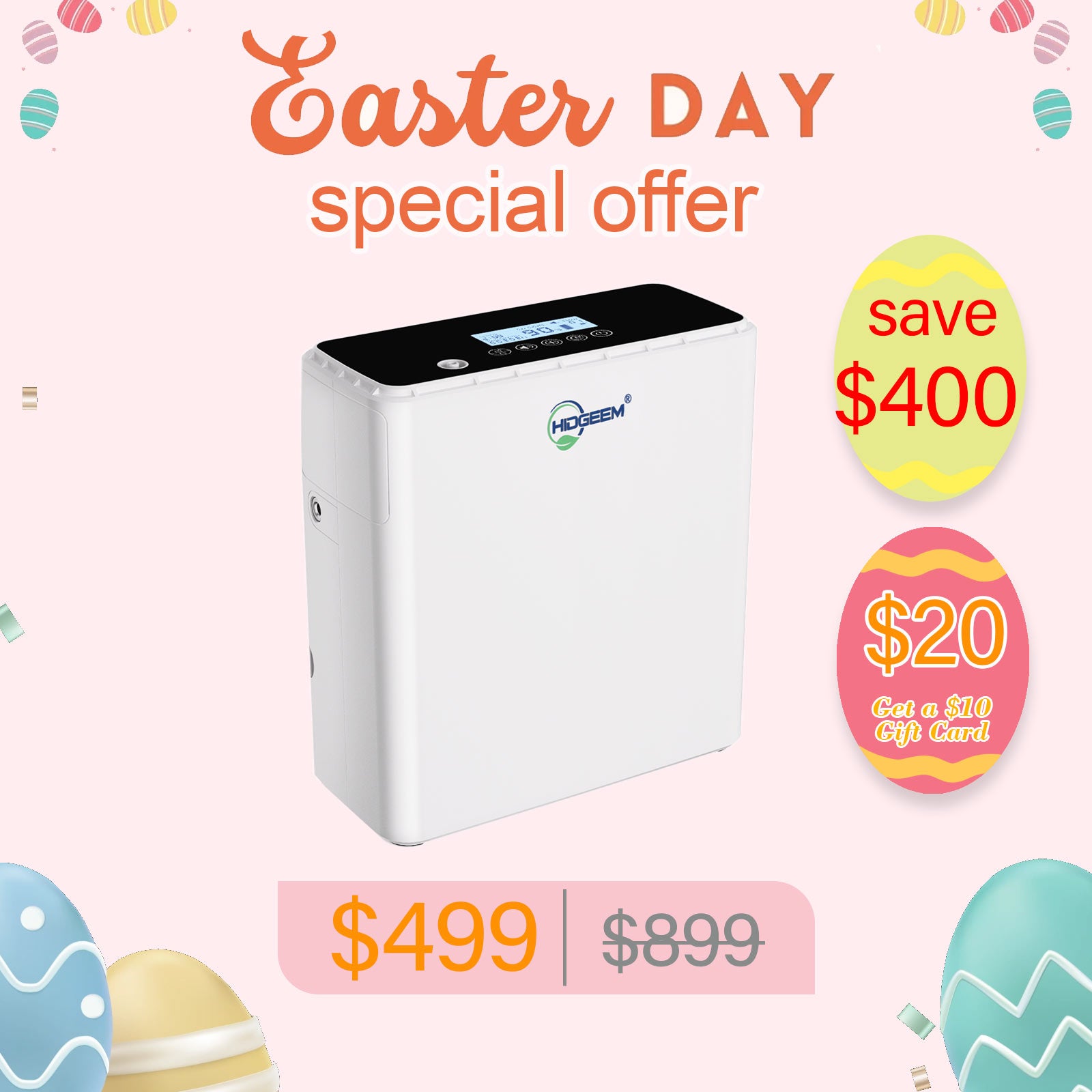 Hidgeem SJ-OX1C 1-6L Adjustable Continuous Flow Battery Portable Oxygen Concentrator