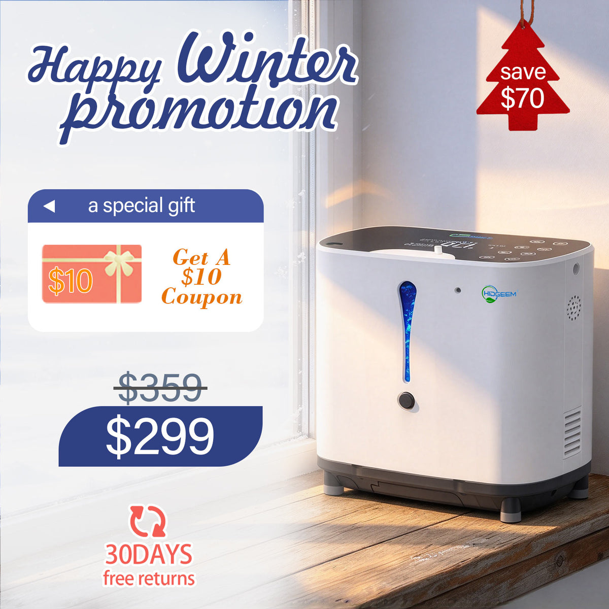 Hidgeem SJ-OX1A 1-6L Adjustable Home Oxygen Concentrator