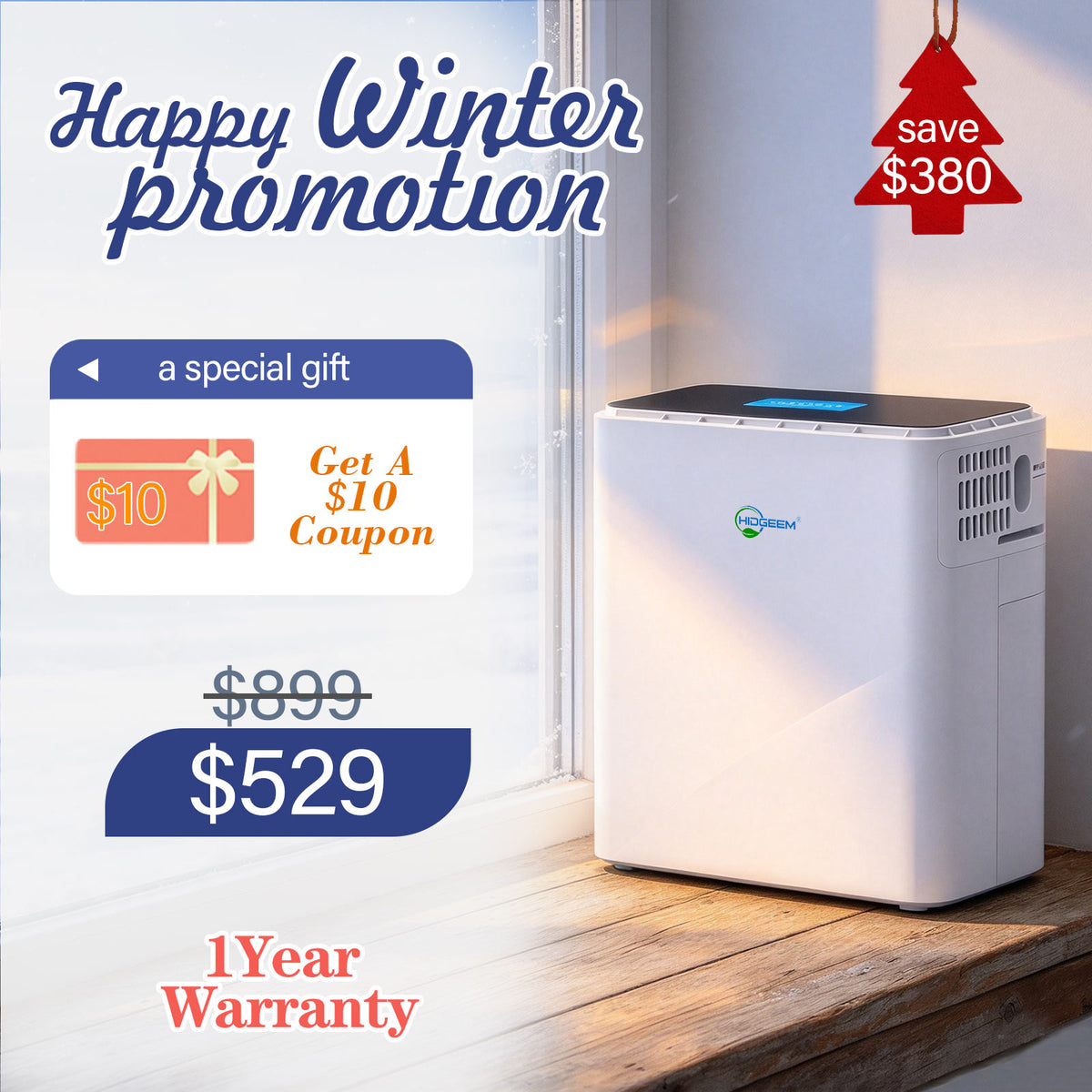 Hidgeem SJ-OX1C 1-6L Adjustable Continuous Flow Battery Portable Oxygen Concentrator