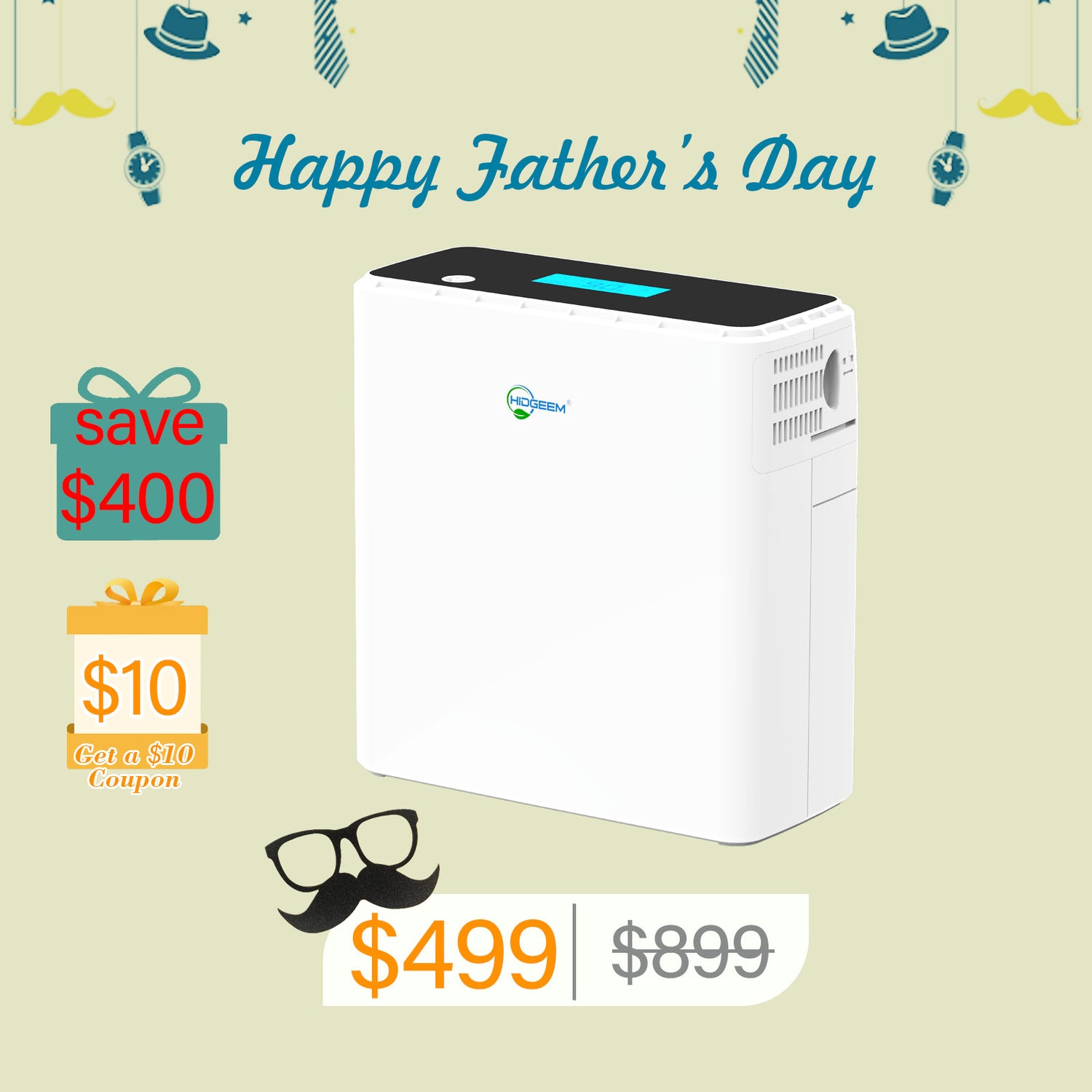 Hidgeem SJ-OX1C 1-6L Adjustable Continuous Flow Battery Portable Oxygen Concentrator