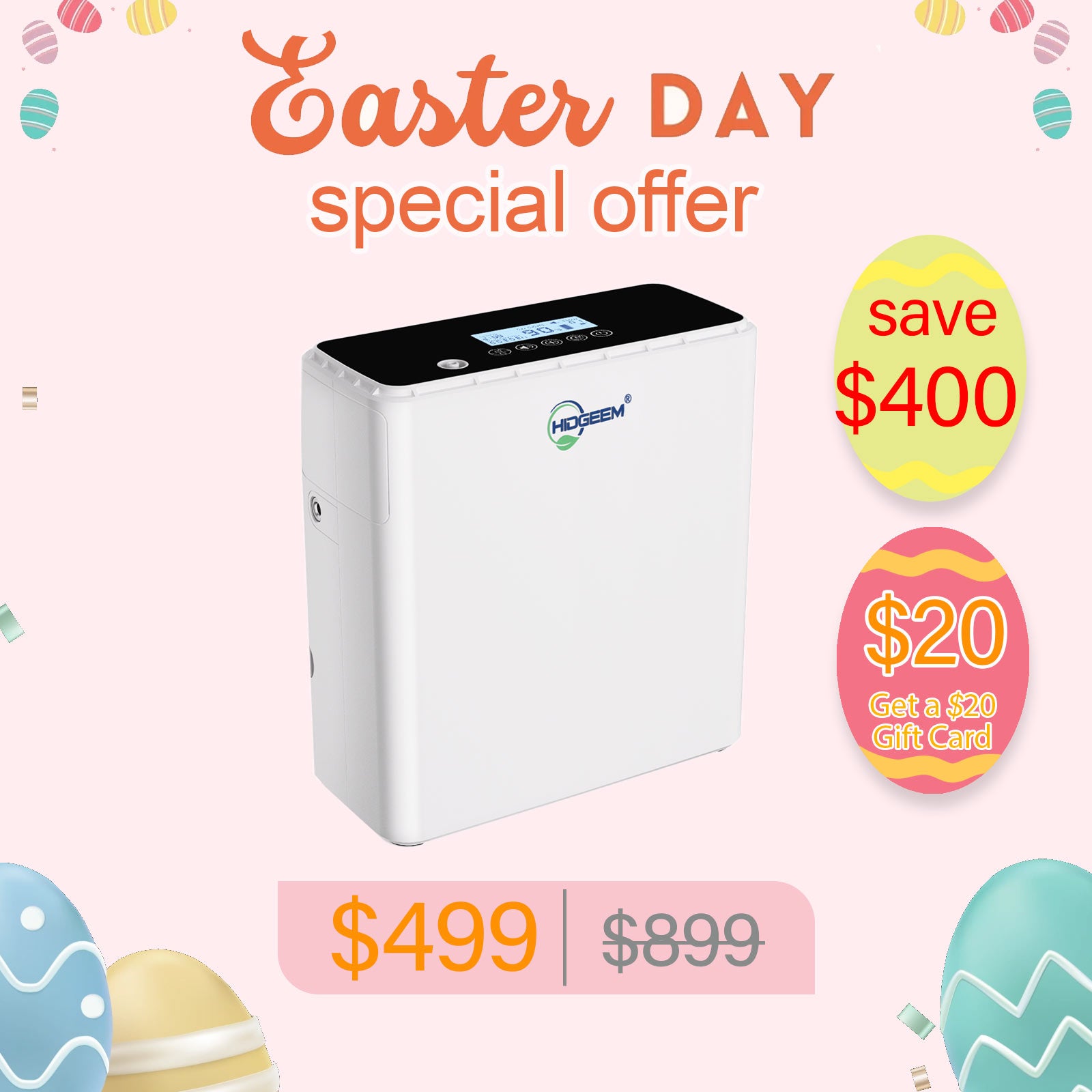 Hidgeem SJ-OX1C 1-6L Adjustable Continuous Flow Battery Portable Oxygen Concentrator