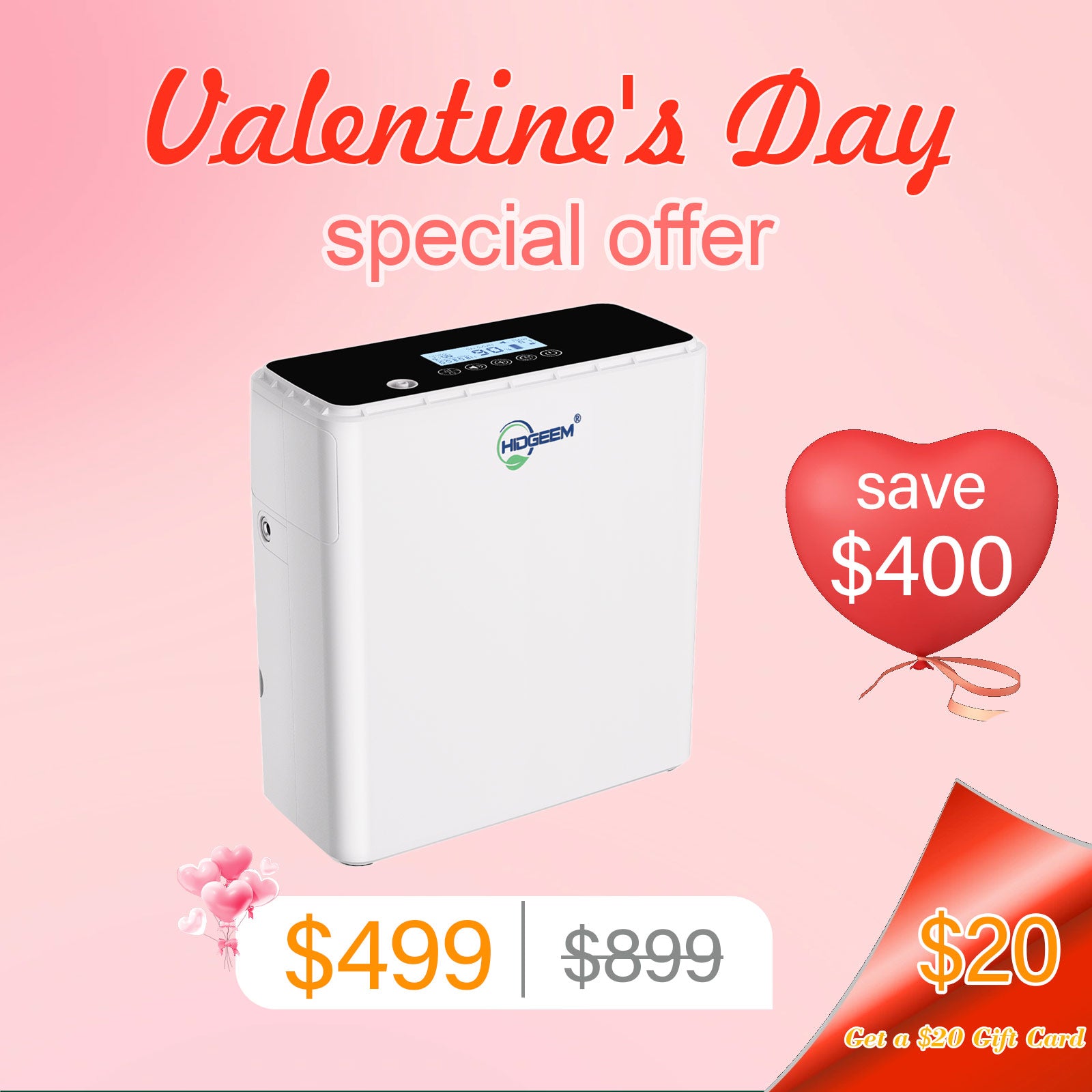 Hidgeem SJ-OX1C 1-6L Adjustable Continuous Flow Battery Portable Oxygen Concentrator