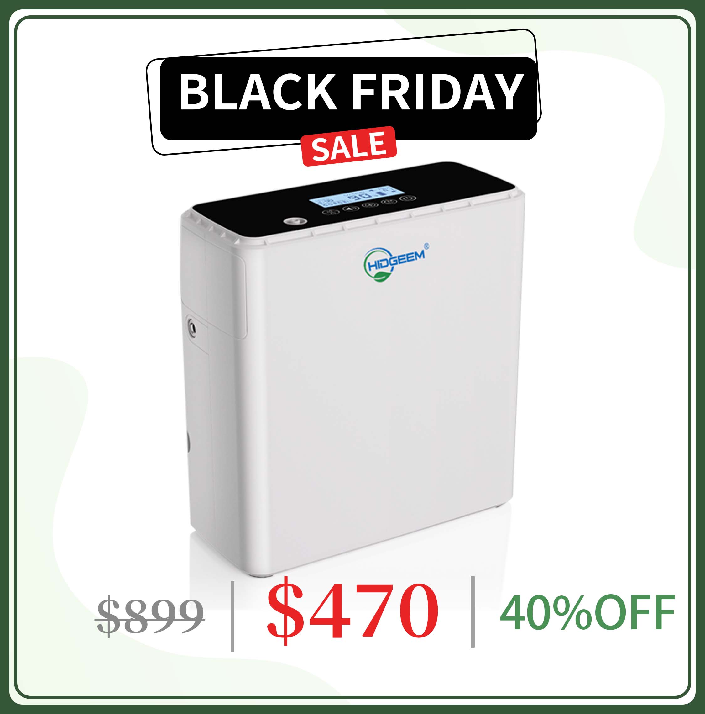 Hidgeem SJ-OX1C 1-6L Adjustable Continuous Flow Battery Portable Oxygen Concentrator