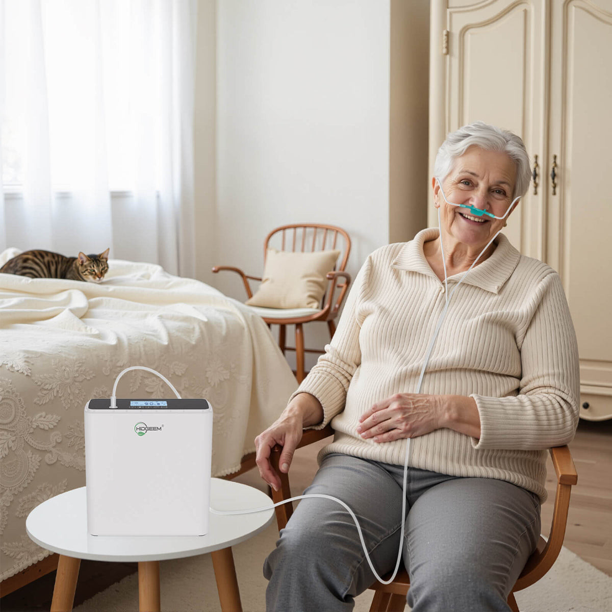 Hidgeem SJ - OX1C 1 - 6L Adjustable Continuous Flow Battery Portable Oxygen Concentrator - HIDGEEM