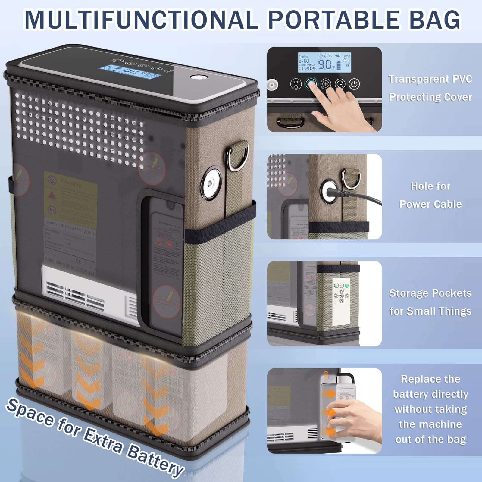 Hidgeem SJ - OX1C 1 - 6L Adjustable Continuous Flow Battery Portable Oxygen Concentrator - HIDGEEM